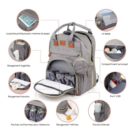 Sac à dos à langer 3-en-1 avec lit pliable Winkie&Co™